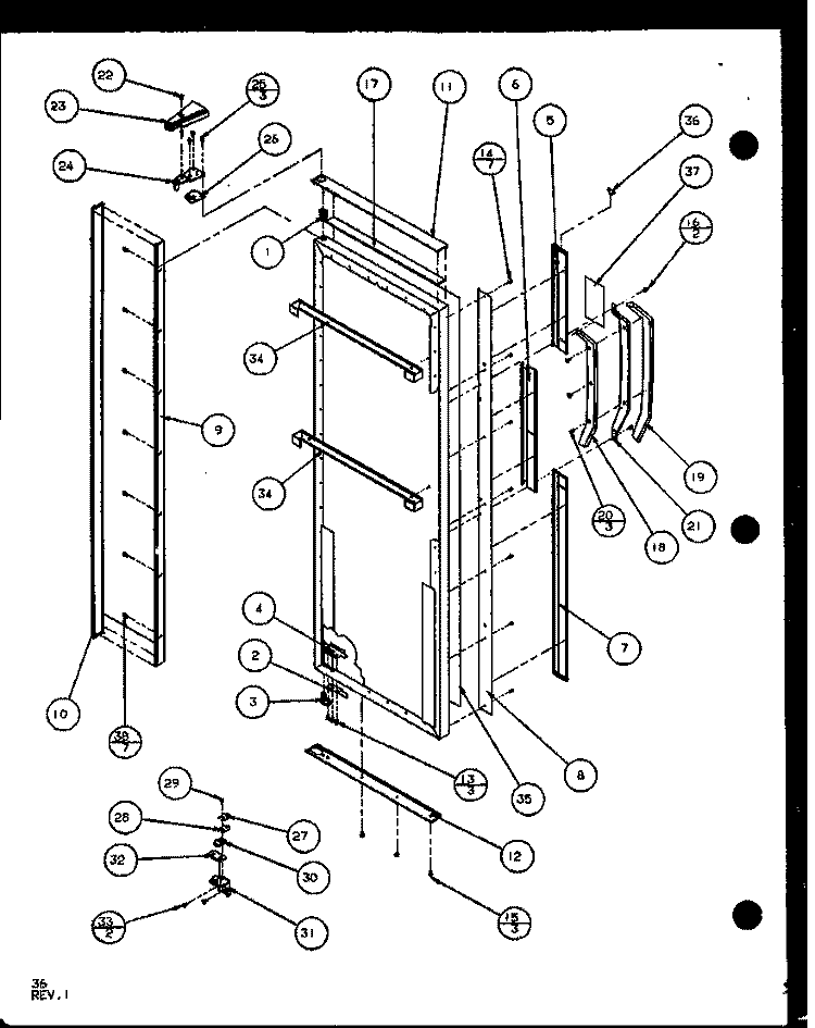 REF DOOR Diagram and Parts List for SLD25J P1104008W Amana Refrigerator