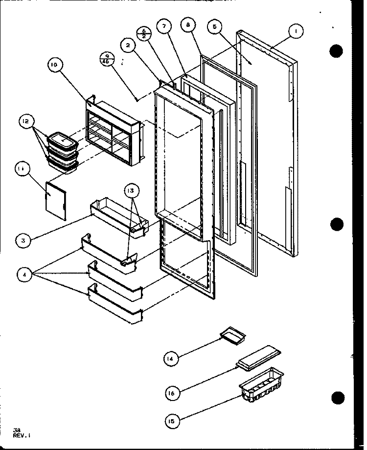 REF DOOR Diagram and Parts List for SLD25J P1104008W Amana Refrigerator