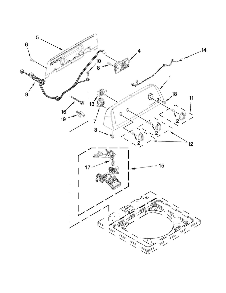Controls And Water Inlet Parts Diagram and Parts List for NTW4600YQ1  Amana Washer