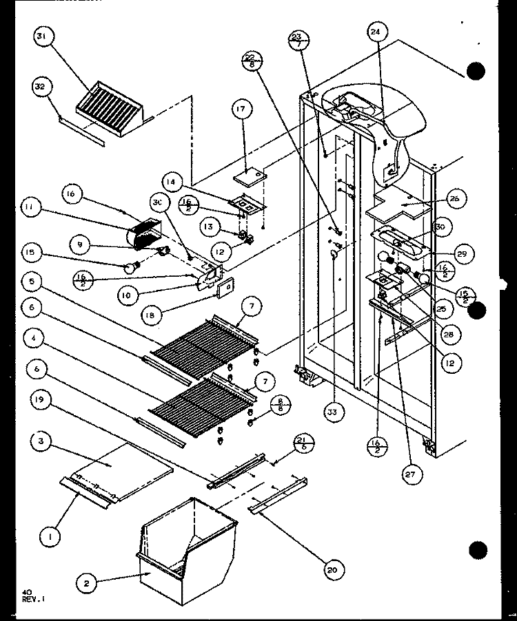 FZ SHELVING AND REF LIGHT Diagram and Parts List for SLD25J P1104008W Amana Refrigerator