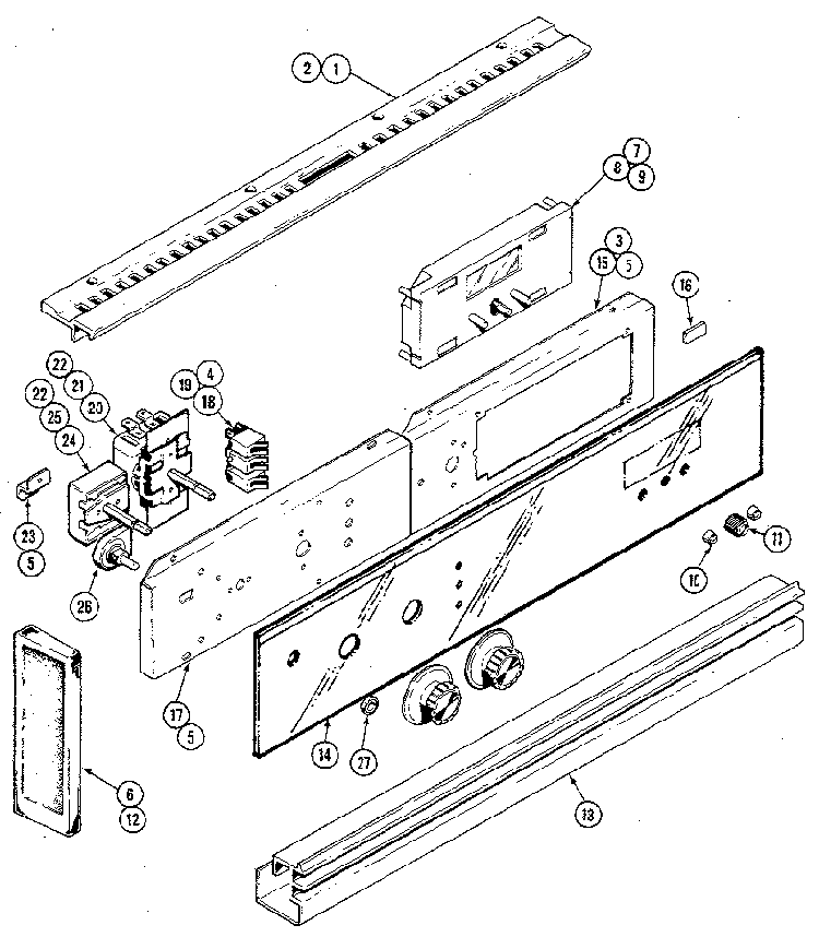Control Panel Diagram and Parts List for 21138  Jenn-Air Wall Oven