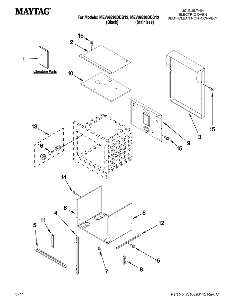 Oven Parts Diagram and Parts List for MEW6530DDB19  Maytag Wall Oven