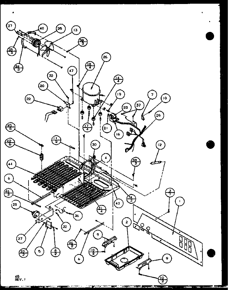 MACHINE COMPARTMENT Diagram and Parts List for SLD25J P1104008W Amana Refrigerator