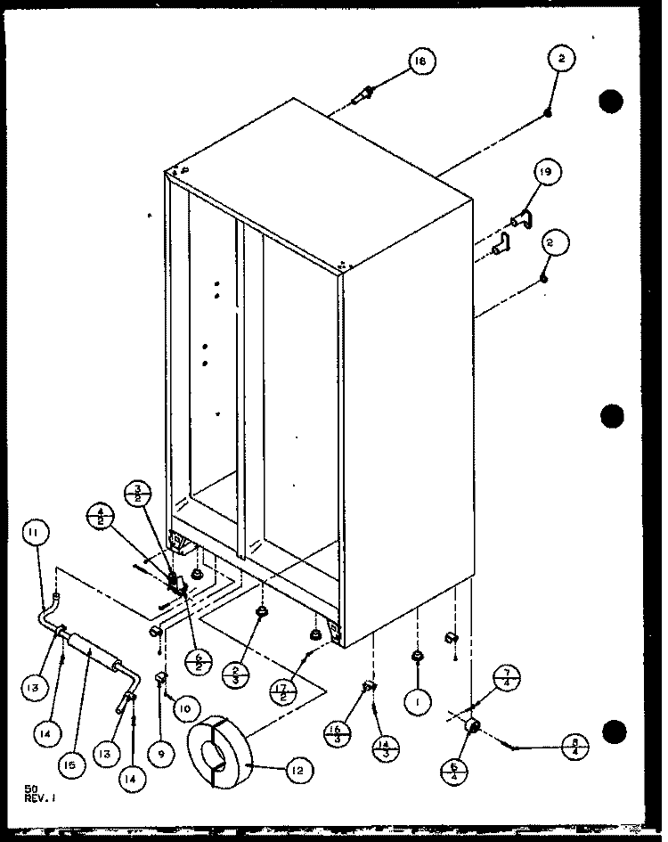 DRAIN AND ROLLERS Diagram and Parts List for SLD25J P1104008W Amana Refrigerator