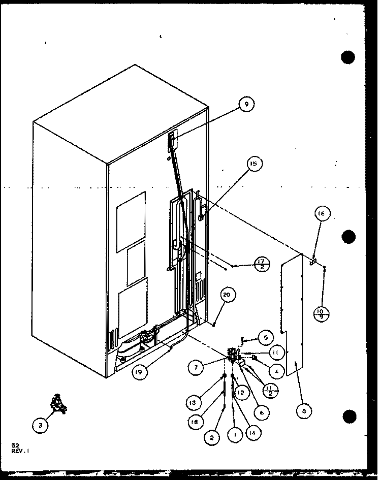 CABINET BACK Diagram and Parts List for SLD25J P1104008W Amana Refrigerator