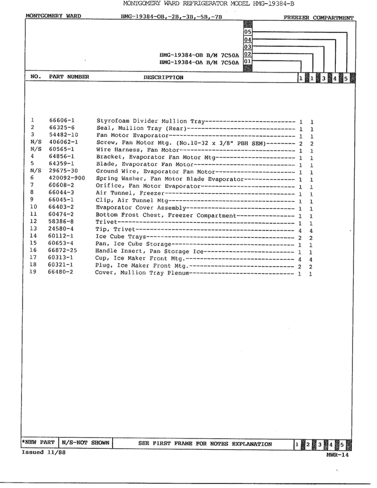 Freezer Compartment Page 2 Diagram and Parts List for 19384B  Admiral Refrigerator