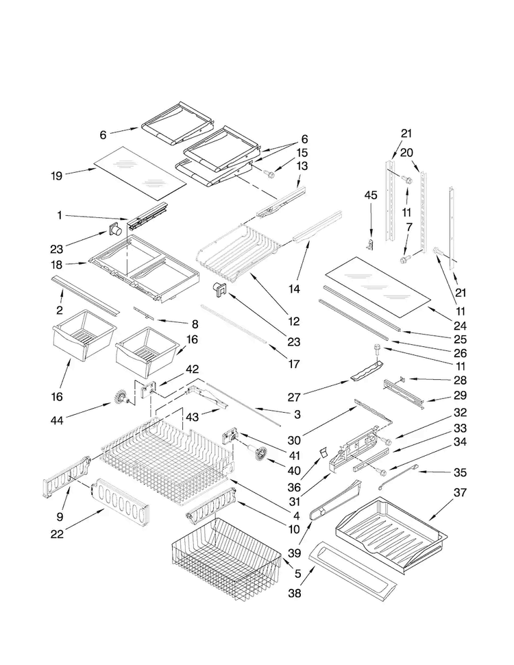 Shelf Parts Diagram and Parts List for MFF2258VEB2  Maytag Refrigerator