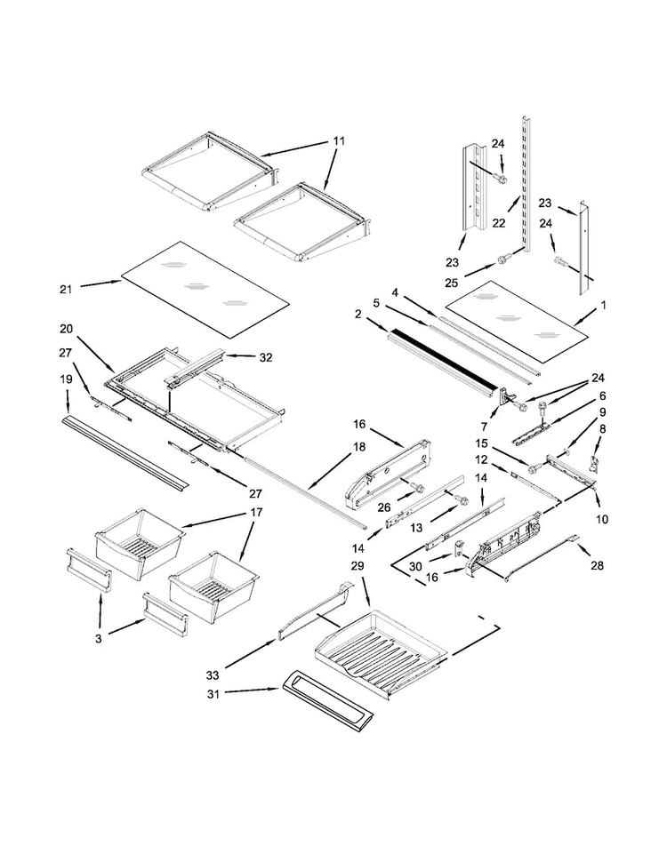 Shelf Parts Diagram and Parts List for MFI2269VEB10  Maytag Refrigerator
