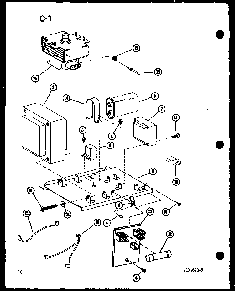 Transformer And Magnetron Diagram and Parts List for RR-1010 P75414-2M Amana Microwave