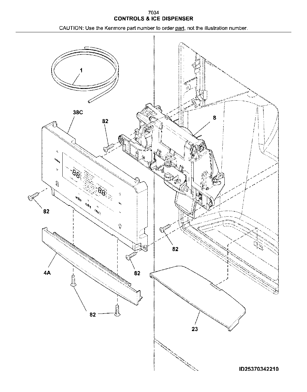 Dispenser Diagram and Parts List for 2537034941G  Kenmore Refrigerator