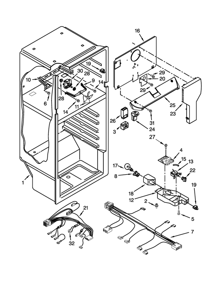 Liner Parts Diagram and Parts List for M8RXNGMBW00  Maytag Refrigerator