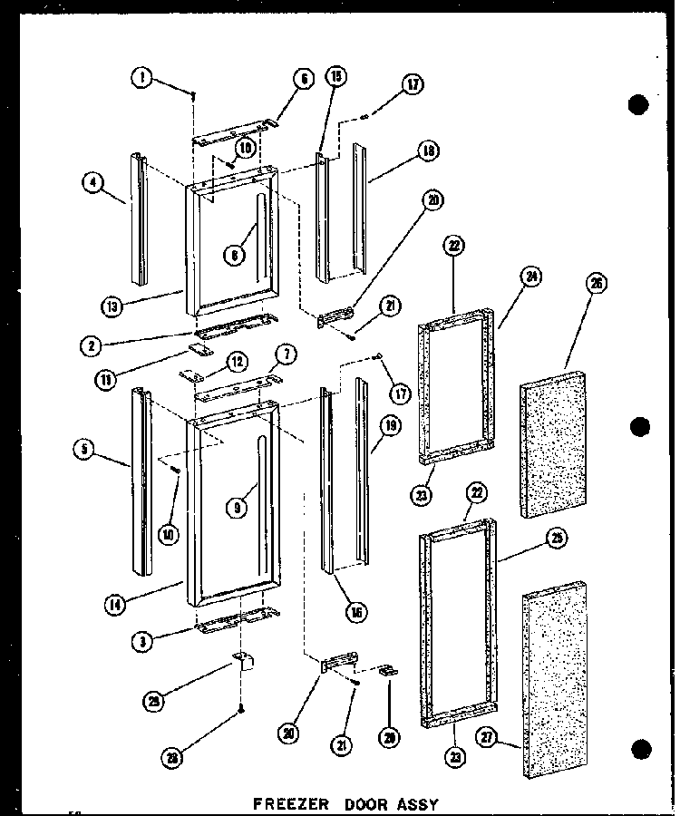 Freezer Door Assy Diagram and Parts List for SDI22N-P60201-65W  Amana Refrigerator