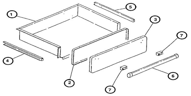 Storage Drawer Assembly Diagram and Parts List for RST378NW  Caloric Range
