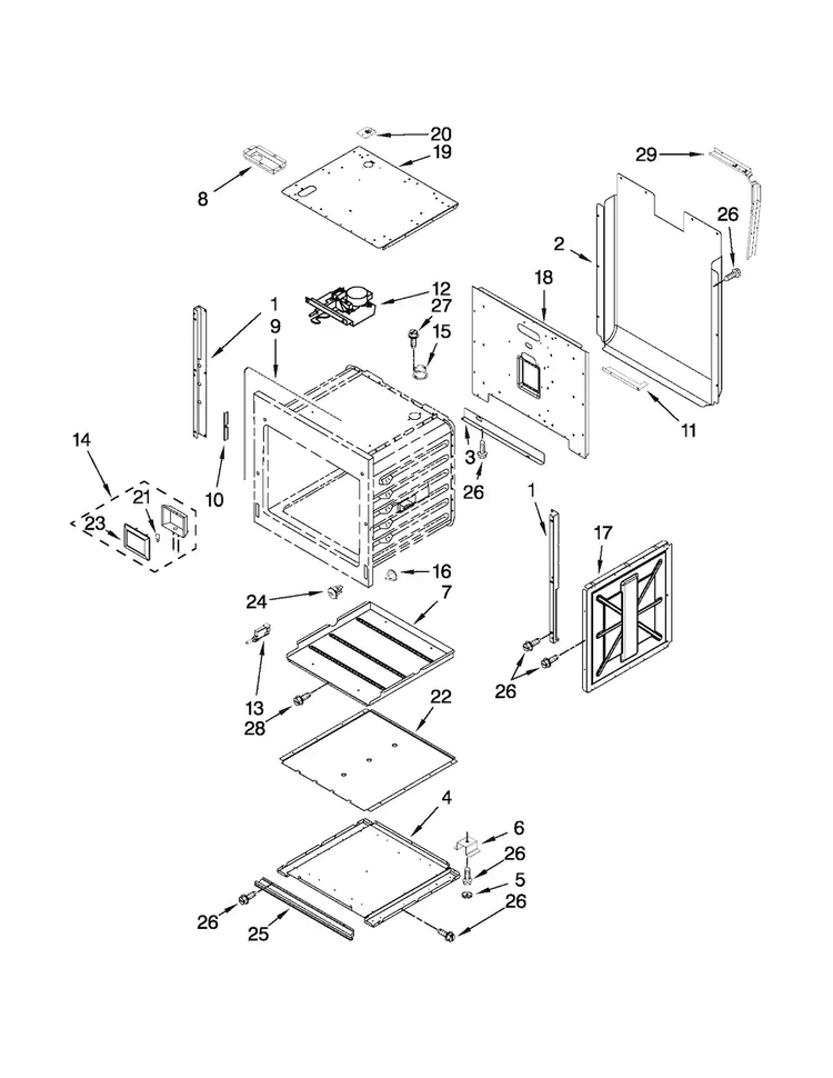 Lower Oven Parts Diagram and Parts List for JJW2730WS00  Jenn-Air Wall Oven
