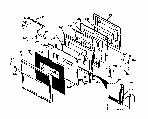 Upper Black Glass Door Diagram and Parts List for 8504277792  Kenmore Range