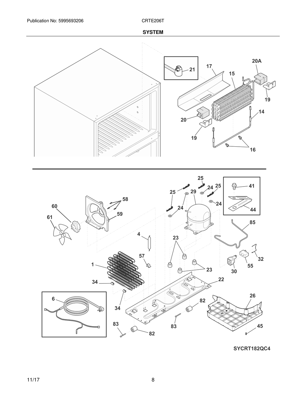 System Diagram and Parts List for CRTE206TW0  Maytag Refrigerator
