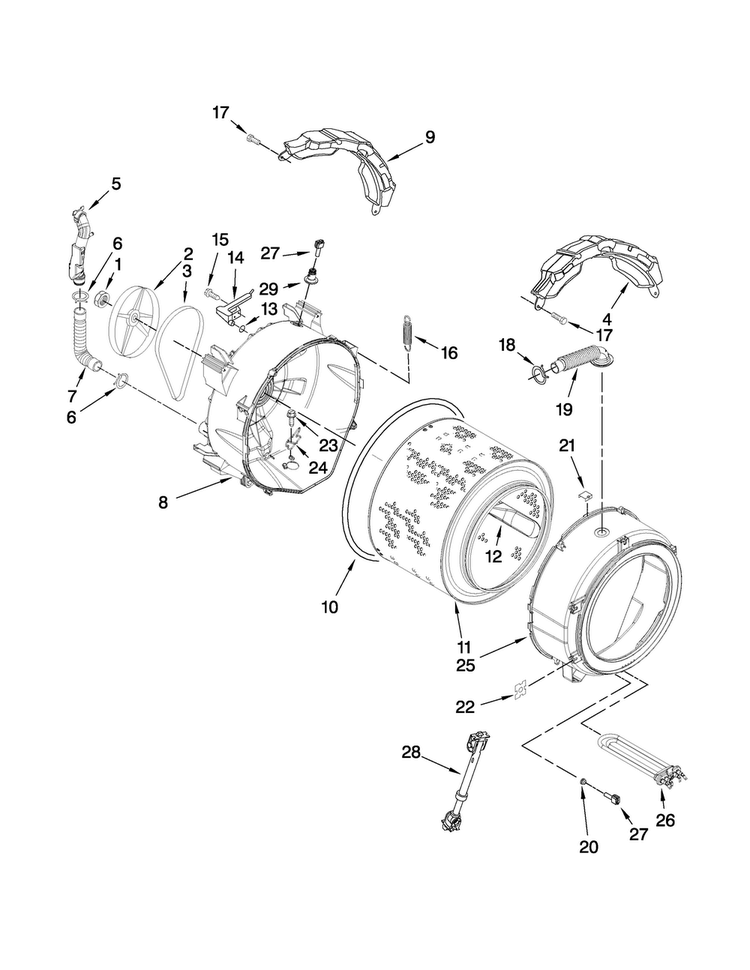 Tub And Basket Parts Diagram and Parts List for MHWE500VW12  Maytag Washer