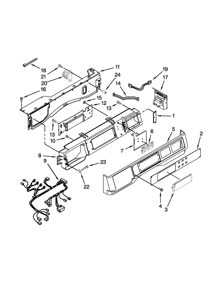 Control Panel Parts Diagram and Parts List for MHN30PDBWW0  Maytag Washer