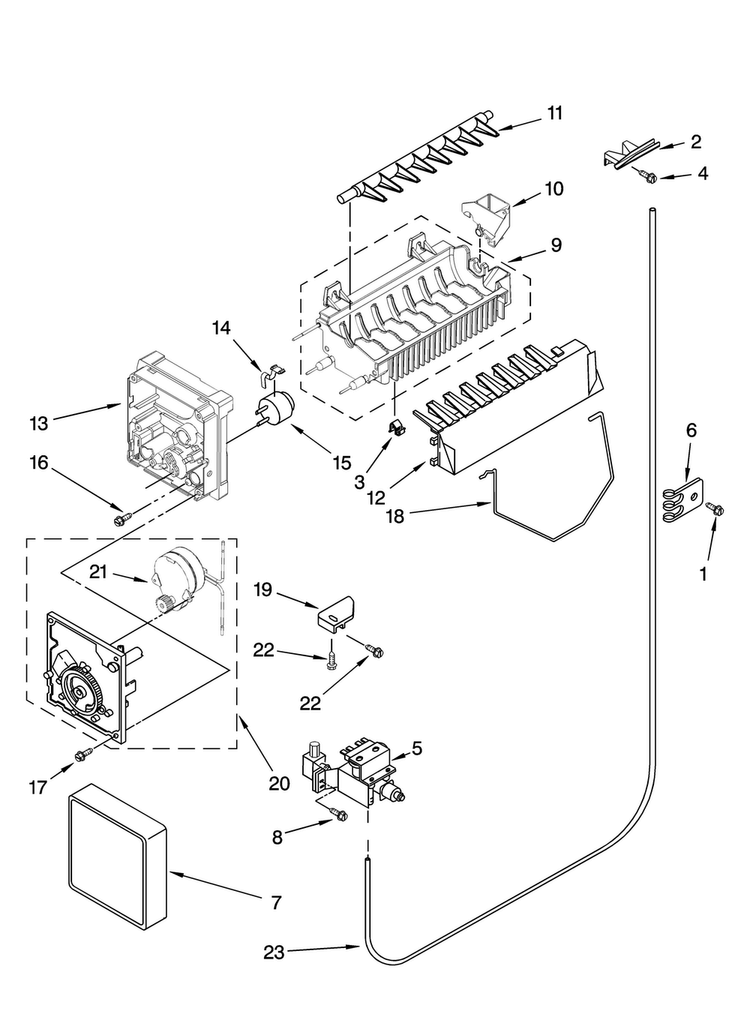 Icemaker Parts Diagram and Parts List for MSD2242VEB01  Maytag Refrigerator