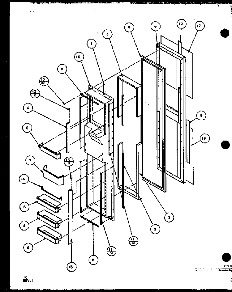 Freezer Door Diagram and Parts List for 35541W-P1121709WW  Amana Refrigerator