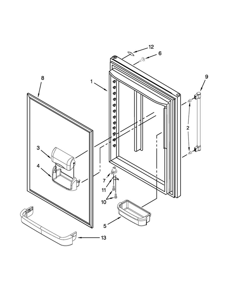 Refrigerator Door Parts Diagram and Parts List for MBF2258FEE00  Maytag Refrigerator