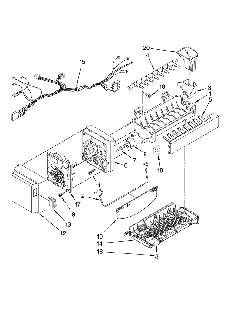 Icemaker Parts Diagram and Parts List for JFI2089AEB2  Jenn-Air Refrigerator