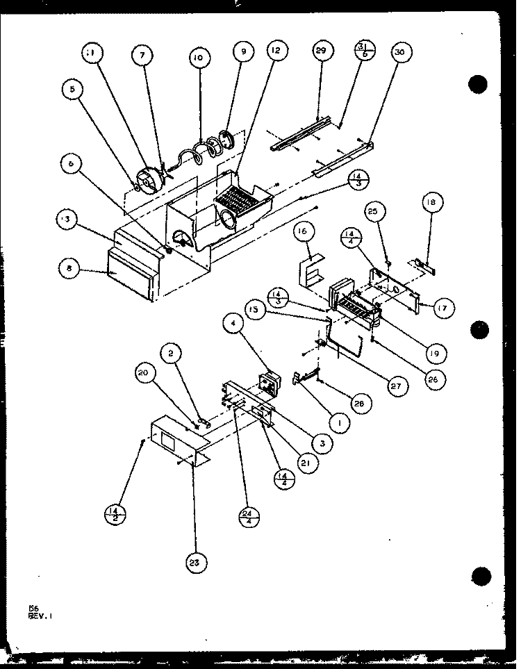 ICE BUCKET AND ICE MAKER Diagram and Parts List for SLD25J P1104008W Amana Refrigerator