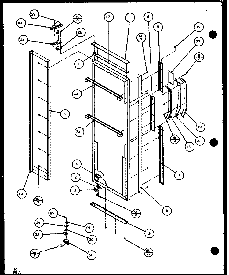 REF DOOR Diagram and Parts List for SCD25J P1104013W Amana Refrigerator