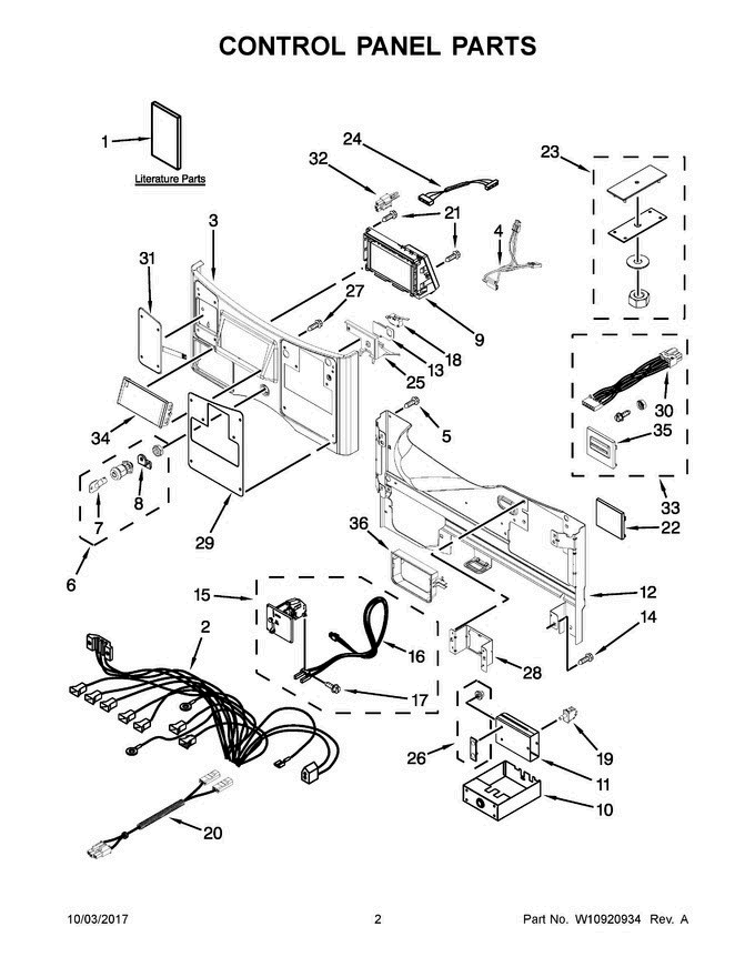 02 - Control Panel Parts Diagram and Parts List for MLG22PRAWW0  Maytag Washer Dryer Combo
