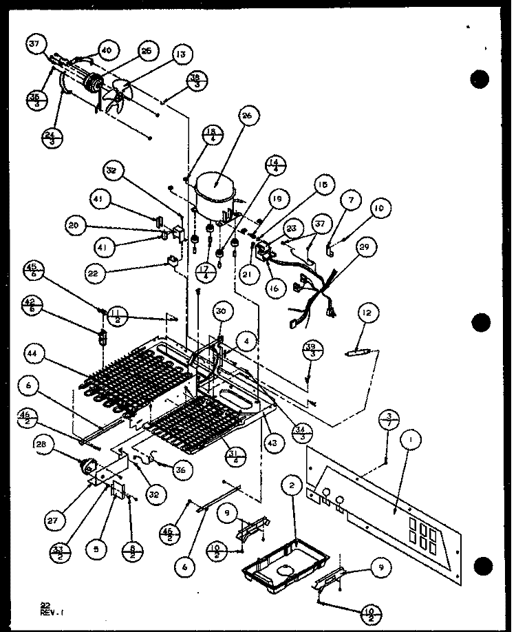 MACHINE COMPARTMENT Diagram and Parts List for SCD25J P1104013W Amana Refrigerator