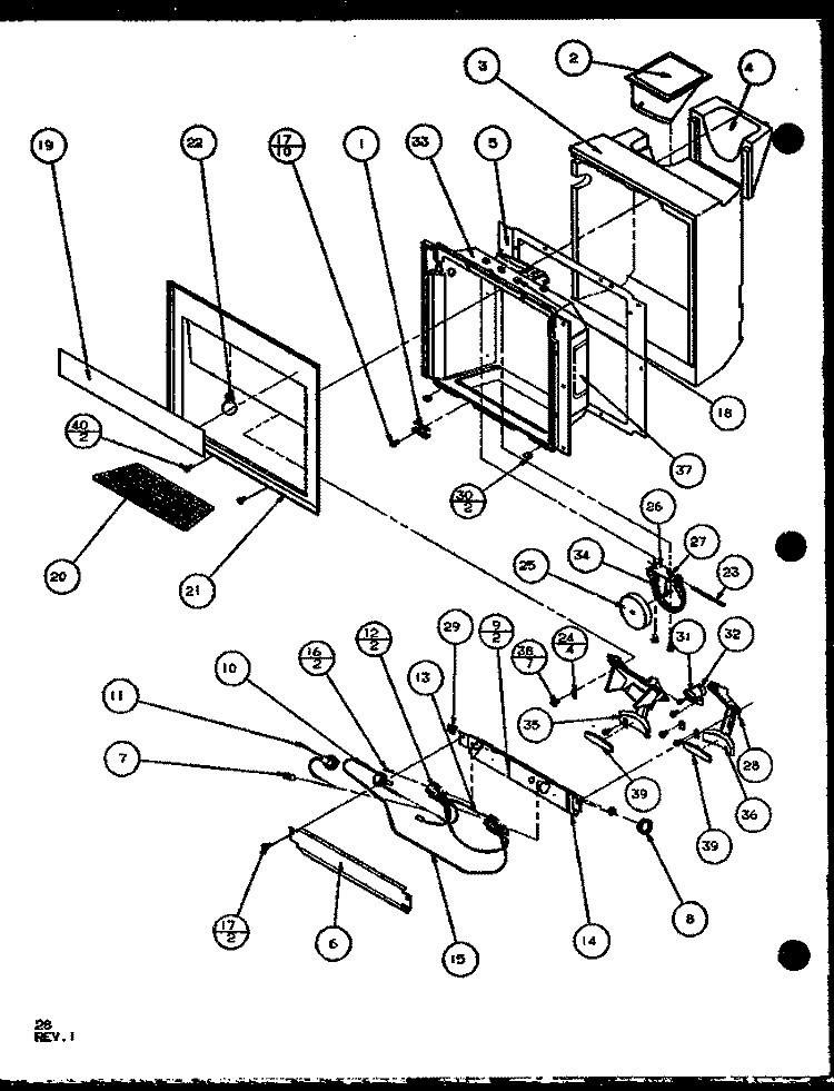 ICE AND WATER CAVITY Diagram and Parts List for SCD25J P1104013W Amana Refrigerator