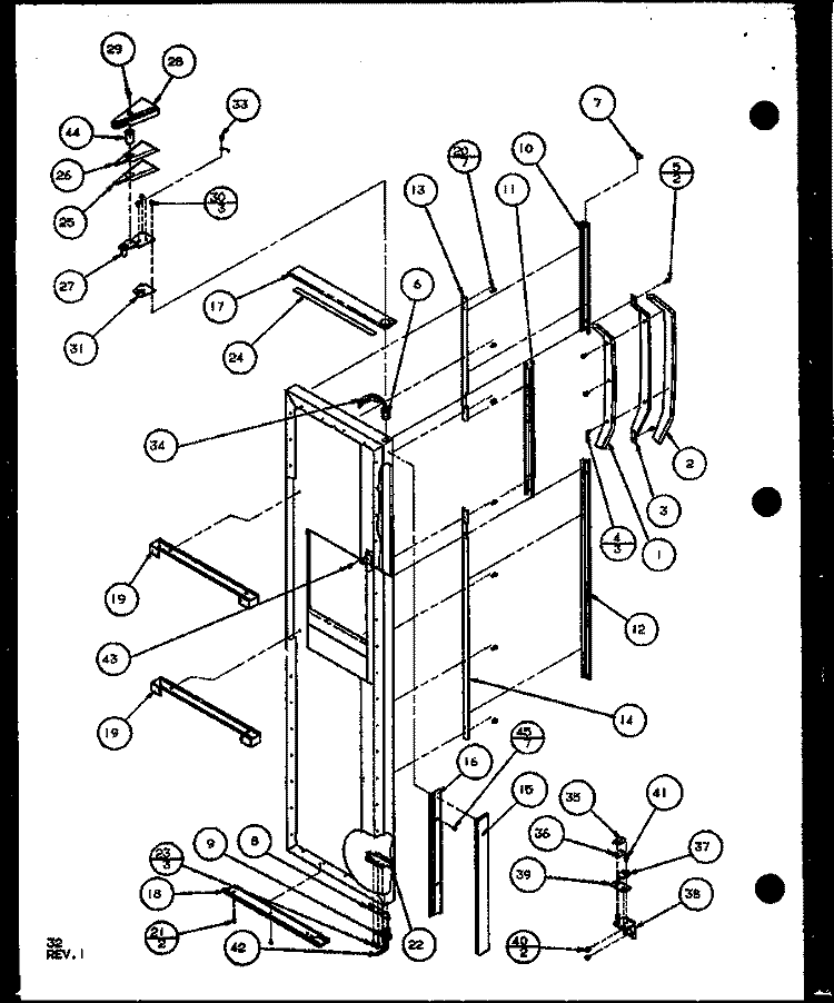 FZ DOOR Diagram and Parts List for SCD25JB P1104016W Amana Refrigerator