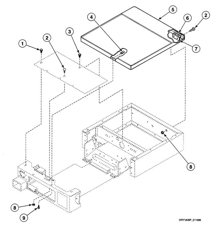 Cabinet Top Diagram and Parts List for SSG009QF  Speed Queen Dryer