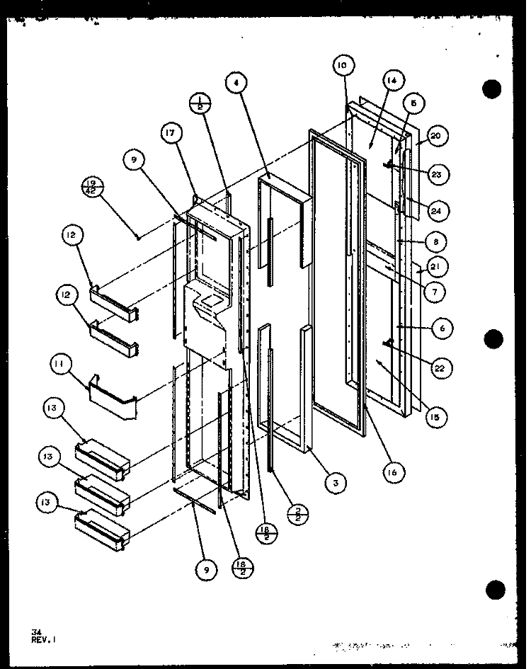 FZ DOOR Diagram and Parts List for SCD25JB P1104016W Amana Refrigerator