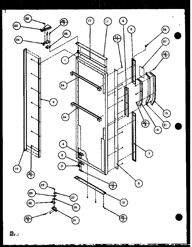 REF DOOR Diagram and Parts List for SCD25JB P1104016W Amana Refrigerator