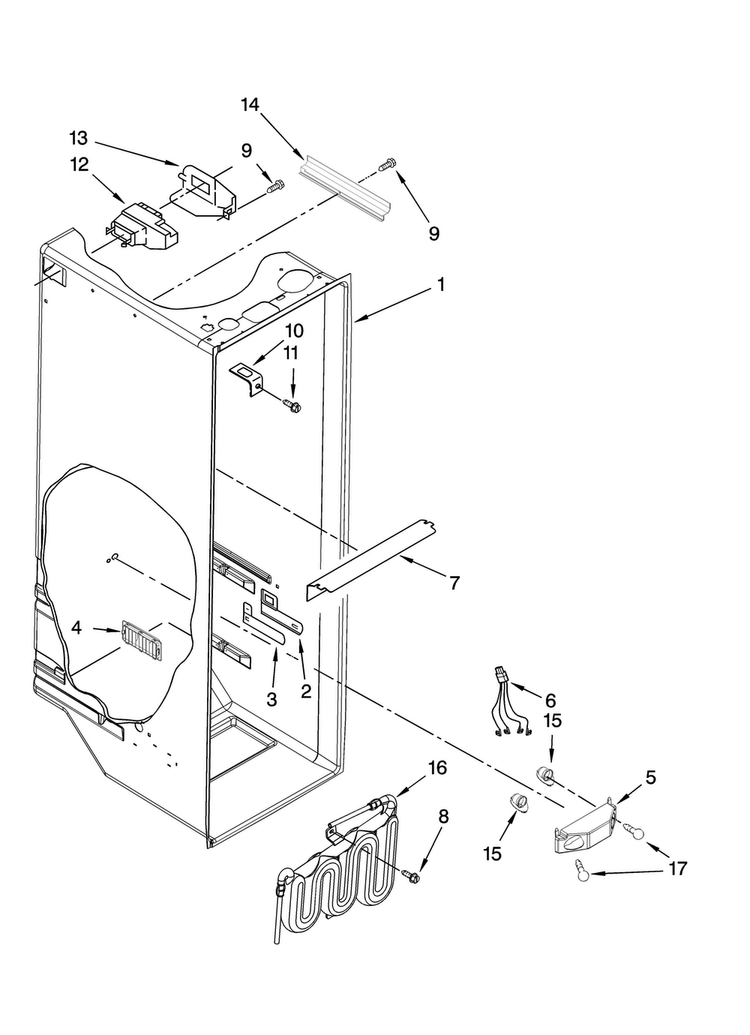Refrigerator Liner Parts Diagram and Parts List for MSD2554VEA00  Maytag Refrigerator