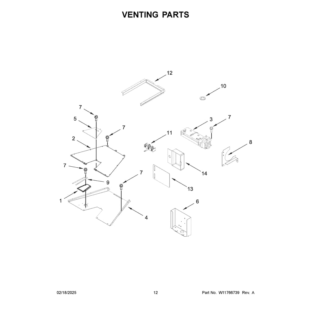 Venting Parts Diagram and Parts List for JPIGC748RL00  Jenn-Air Range