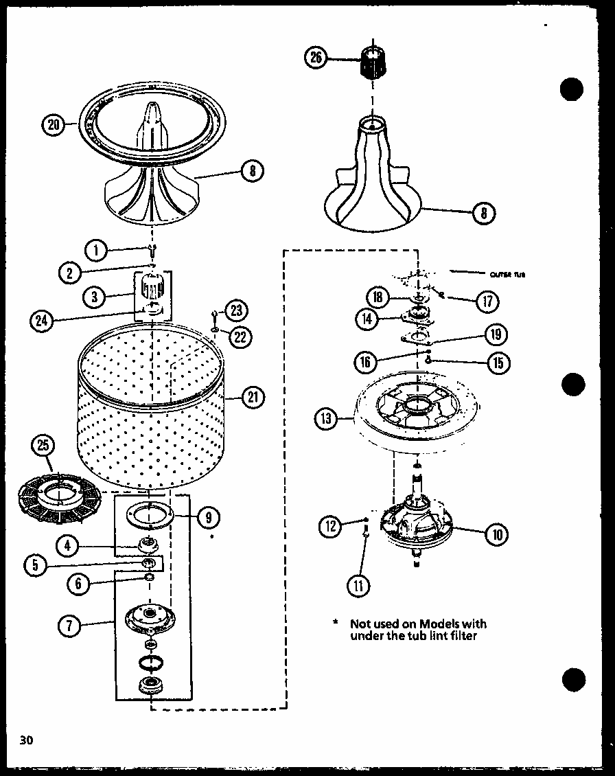 Section 3 Diagram and Parts List for LW2503W P1118410WW Amana Washer