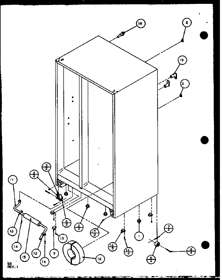 DRAIN AND ROLLERS Diagram and Parts List for SCD25JB P1104016W Amana Refrigerator