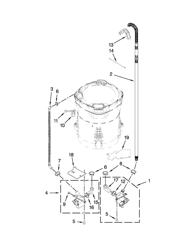Pump Parts Diagram and Parts List for MVWB980BW0  Maytag Washer