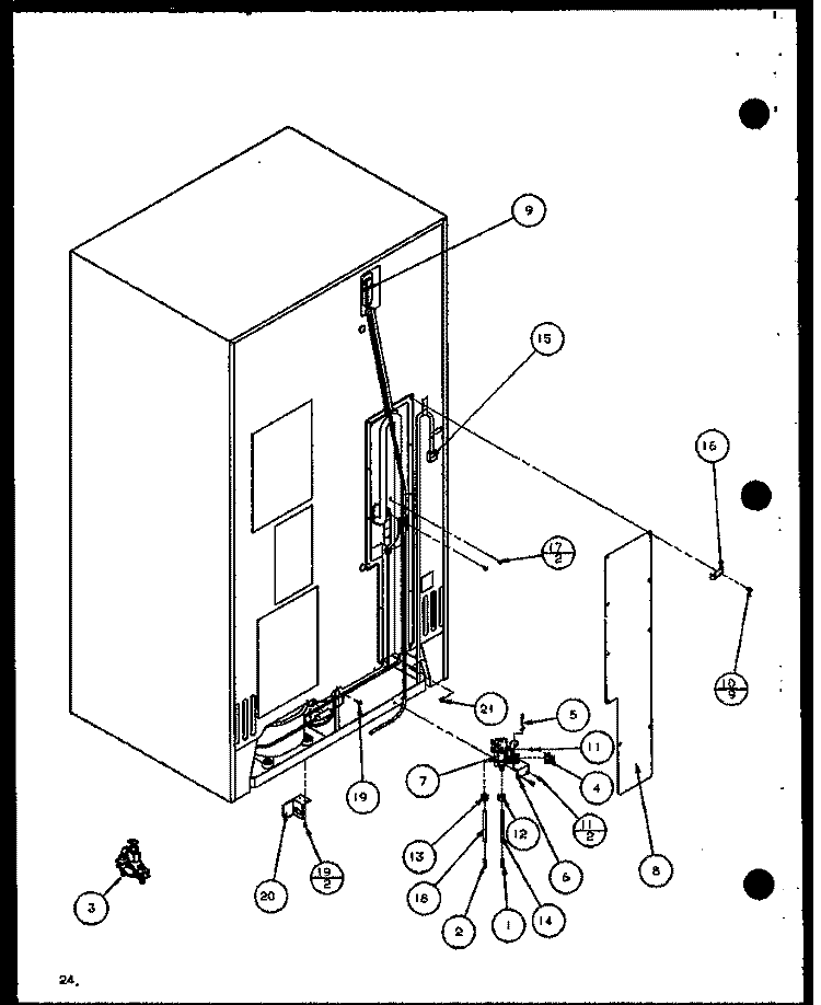 CABINET BACK Diagram and Parts List for SZDE20KB P1102502W Amana Refrigerator