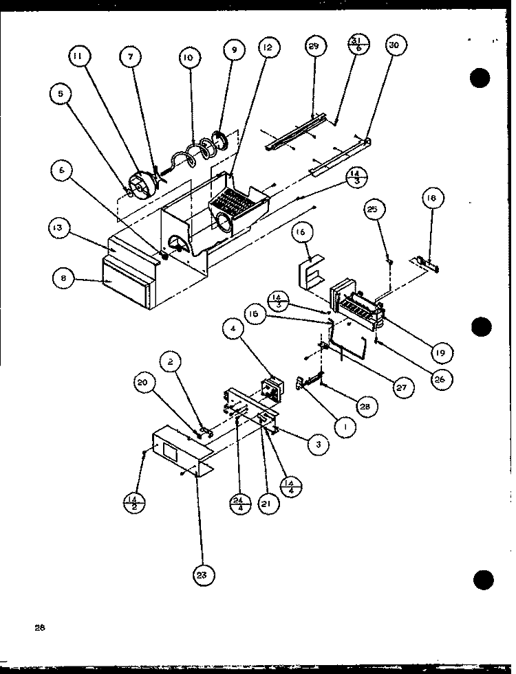 ICE BUCKET AND ICE MAKER Diagram and Parts List for SZDE20KB P1102502W Amana Refrigerator