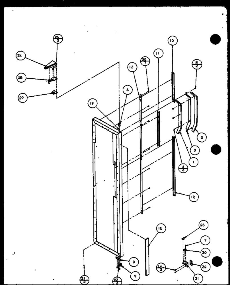 Freezer Door Hinge And Trim Parts Diagram and Parts List for IC4N-P1110801W-SXS  Amana Refrigerator