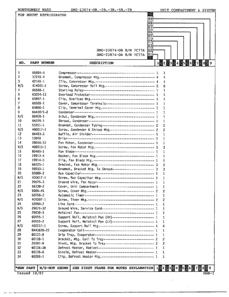 Unit Compartment And System Page 2 Diagram and Parts List for 23874B  Admiral Refrigerator