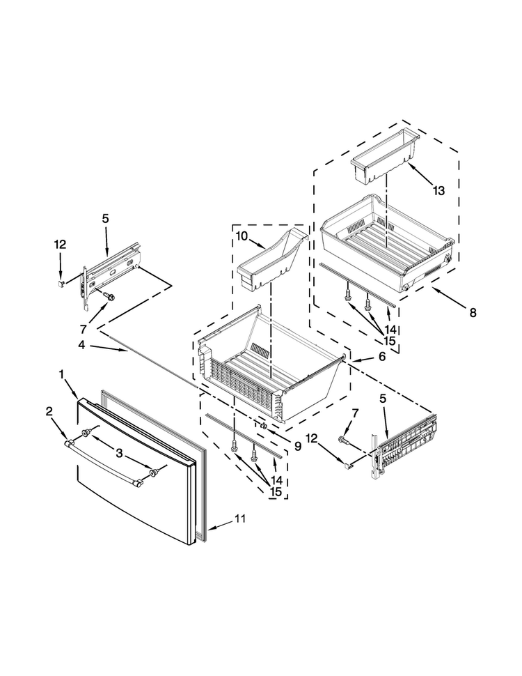 Freezer Door Parts Diagram and Parts List for MFT2778EEZ00  Maytag Refrigerator
