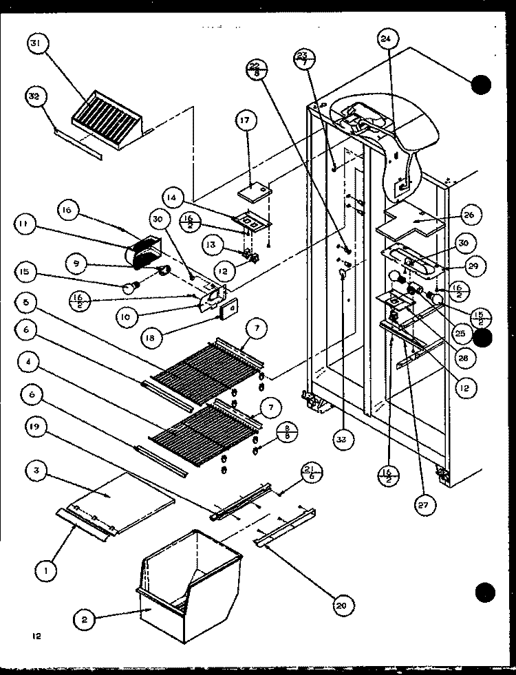 FZ SHELVING AND REF LIGHT Diagram and Parts List for SZDE25K P1102510W Amana Refrigerator