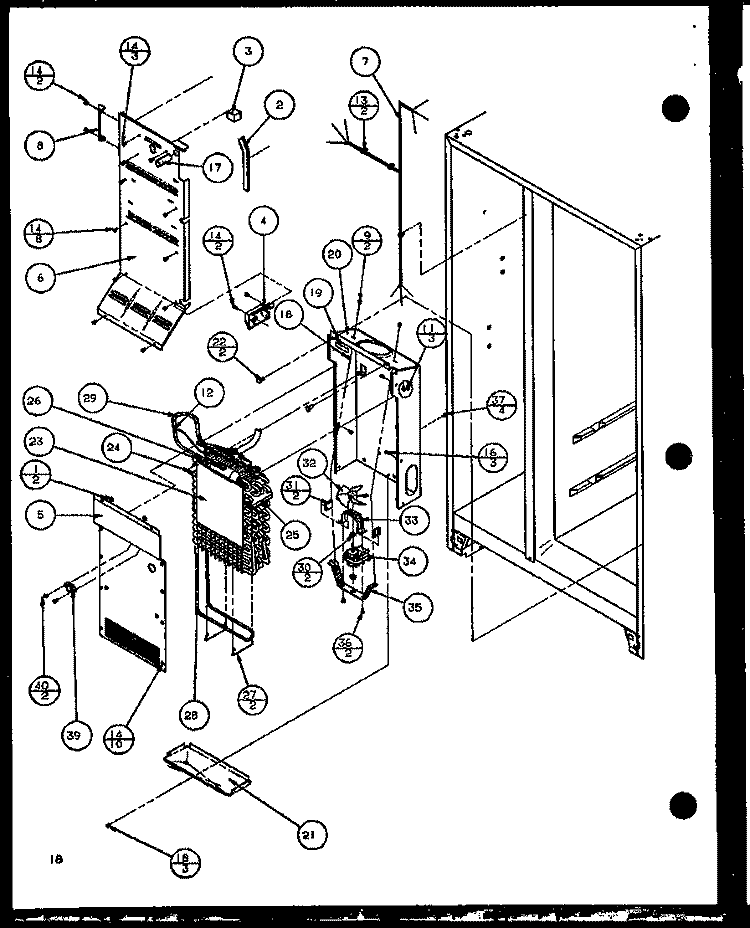 EVAP AND AIR HANDLING Diagram and Parts List for SZDE25K P1102510W Amana Refrigerator