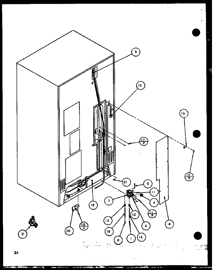 CABINET BACK Diagram and Parts List for SZDE25K P1102510W Amana Refrigerator