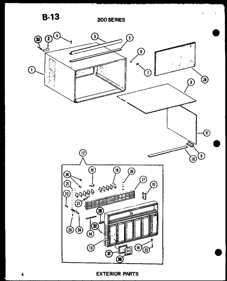 Exterior Parts Diagram and Parts List for ES218-3ML P67535-10R Amana Air Conditioner