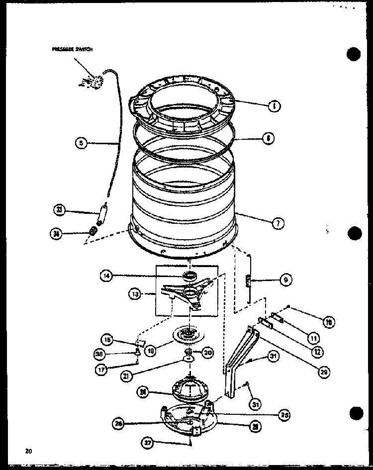 Section 3 Diagram and Parts List for LWD973W P1122803WW Amana Washer